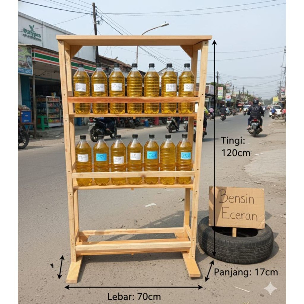 Rak bensin eceran ukuran  Besar- Rak pertalite eceran - rak pertamak Warung/Rak Gantungan Kopi Sache