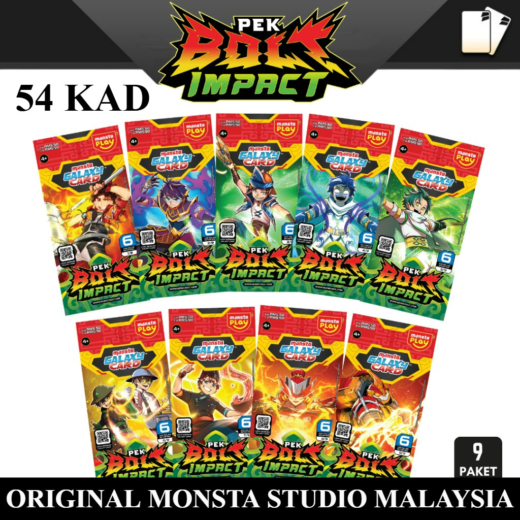 READY STOK 2026 Pek Bolt Impact - MONSTA Galaxy Card Set 54 KAD kartu boboiboy Cards Games original 