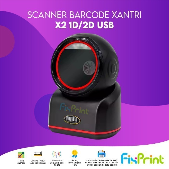 QR CodeFixprint Barcode Scanner Xantri Scan Omni X2 1D 2D Scan Barcode X2 USB 1 Dimensi 2 Dimensi Be