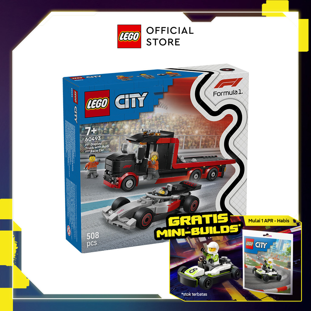LEGO City 60493 F1 Display Truck with Audi F1 Race Car (508 Pieces), Mainan Anak Laki-Laki, Mainan M