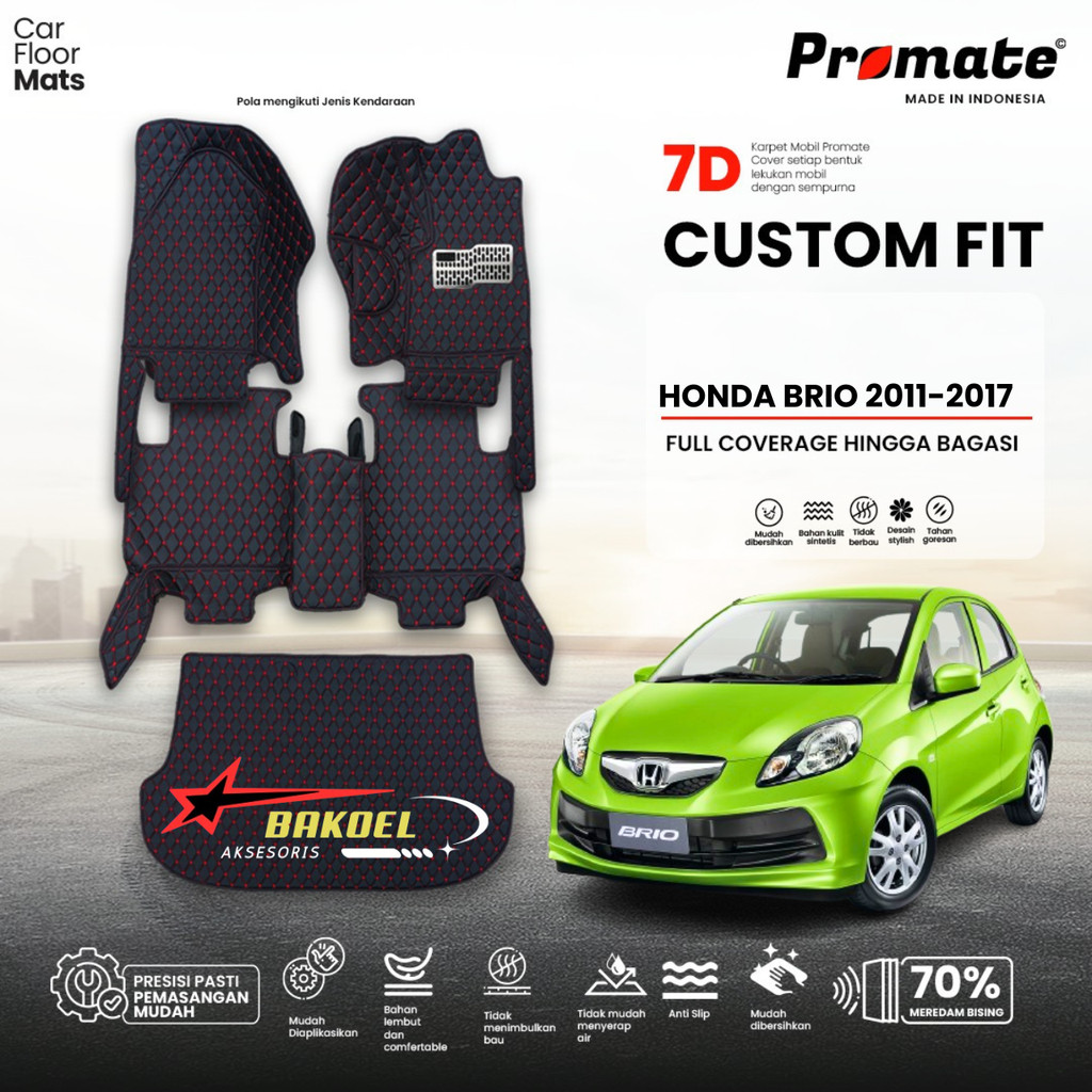 [BAKOEL AKSESORIS MOBIL] PROMATE Karpet Mobil Honda Brio 2011-2017 Customfit Premium 7D Fullset Samp