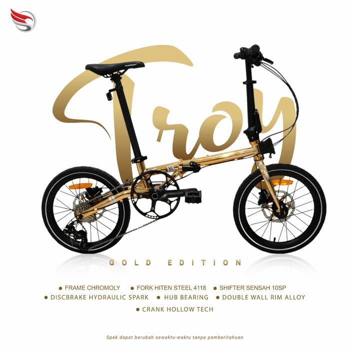 Sepeda Lipat 16 Element Troy X Gold Edition Chromoly Hidrolik 10sp