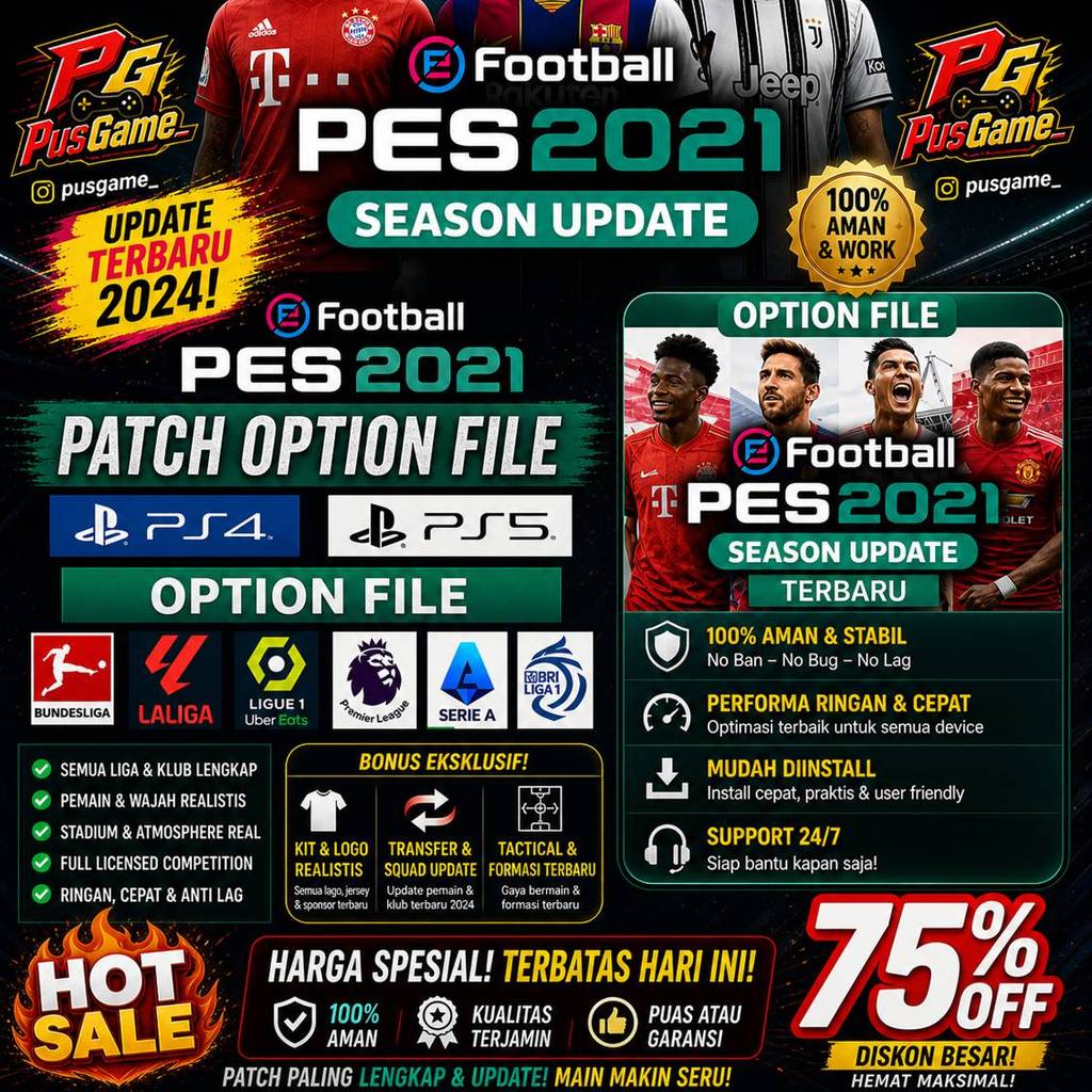 OPTION FILE TERBARU PATCH PES 2021 (PS4 PS5) Patch pes 21 Season Update PS4 & PS5 ORIGINAL