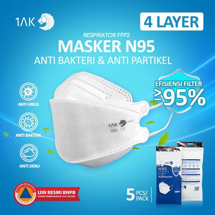 PROMO  AK1 MASKER N95 4 Layers - Medical Grade - FDA Certified - PFE 95% FFP2