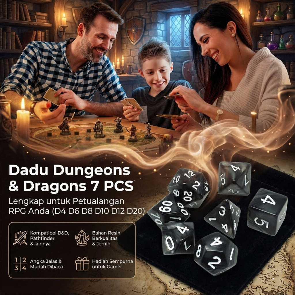 Dadu Polyhedral Bentuk D4 D6 D8 D10 D12 D20