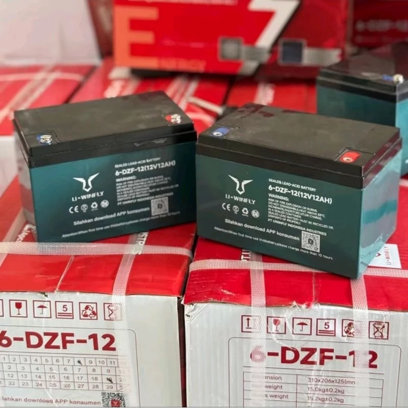 AKI SEPEDA LISTRIK UWINFLY 12V12AH ORIGINAL Aki Motor Listrik BEKEY 6 DZF-12 ORIGINAL12V 12AH SELIS 
