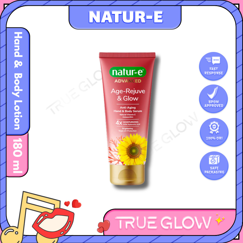 Natur-E  Advanced Age-Rejuve & Glow Anti Aging Hand & Body Serum 180ml | Astaxanthin Vitamin E Niaci