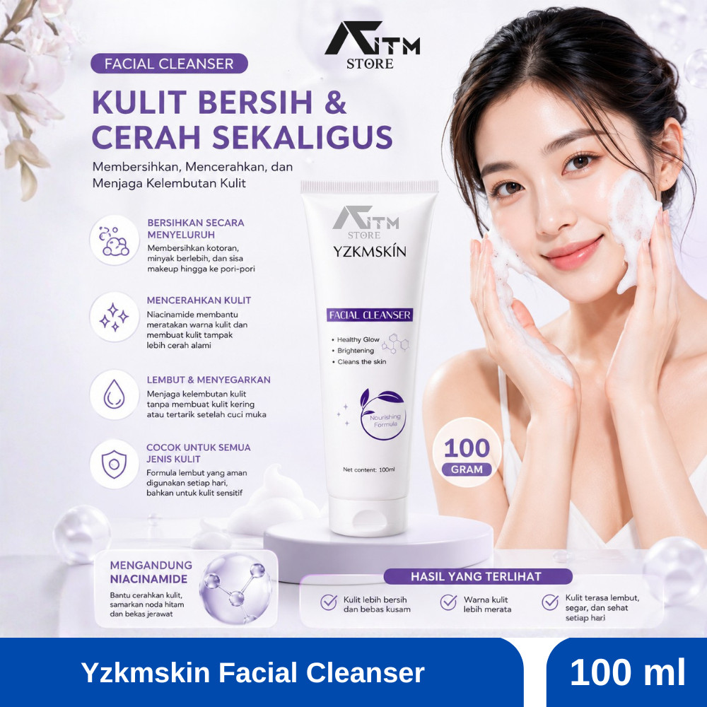 Sabun Wajah YZKMSKIN Facial Cleanser Pembersih Wajah Harian Tidak Kering Halus