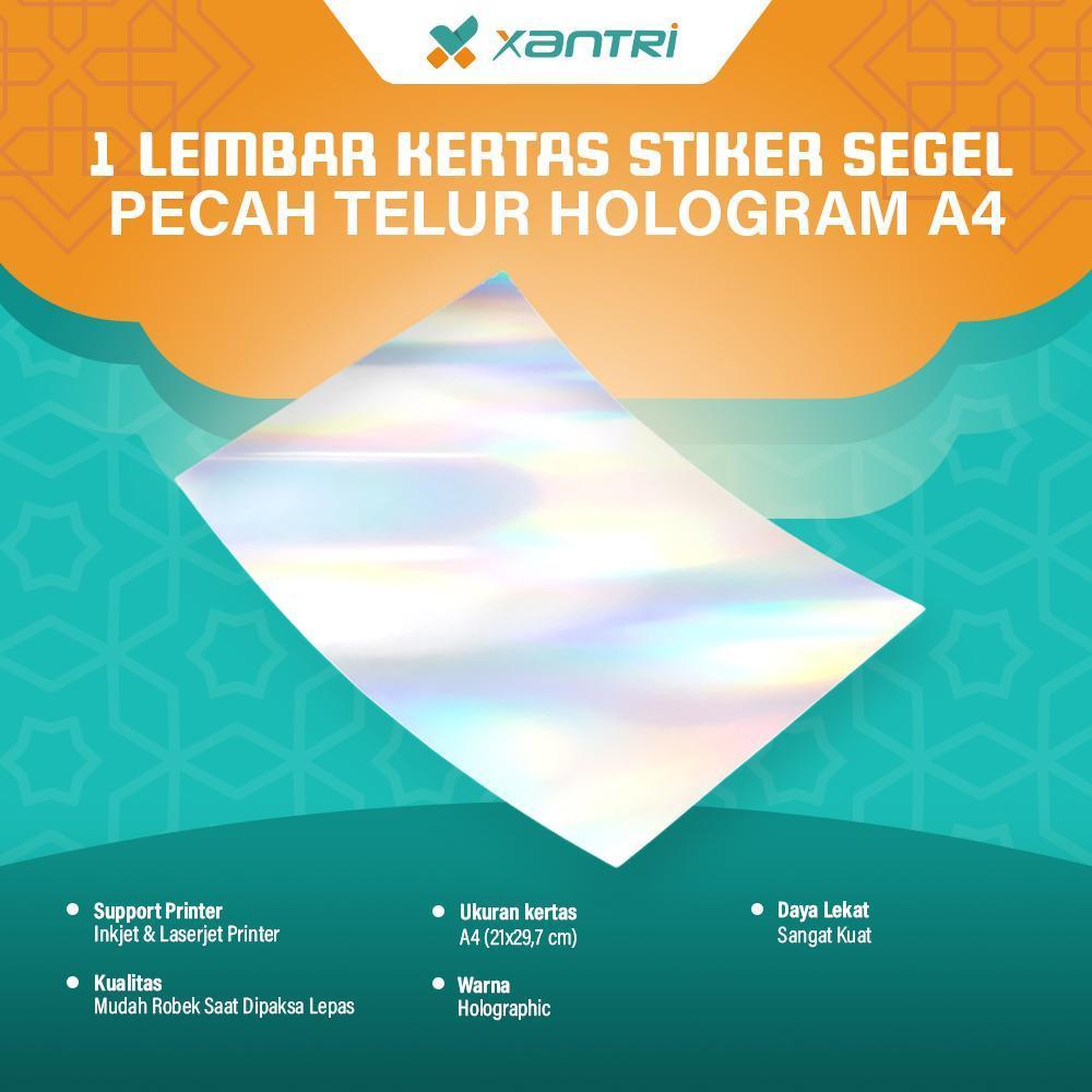 Xantri - Kertas Sticker Segel Hologram A4 Segel Bahan Pecah Telur Holographic A4