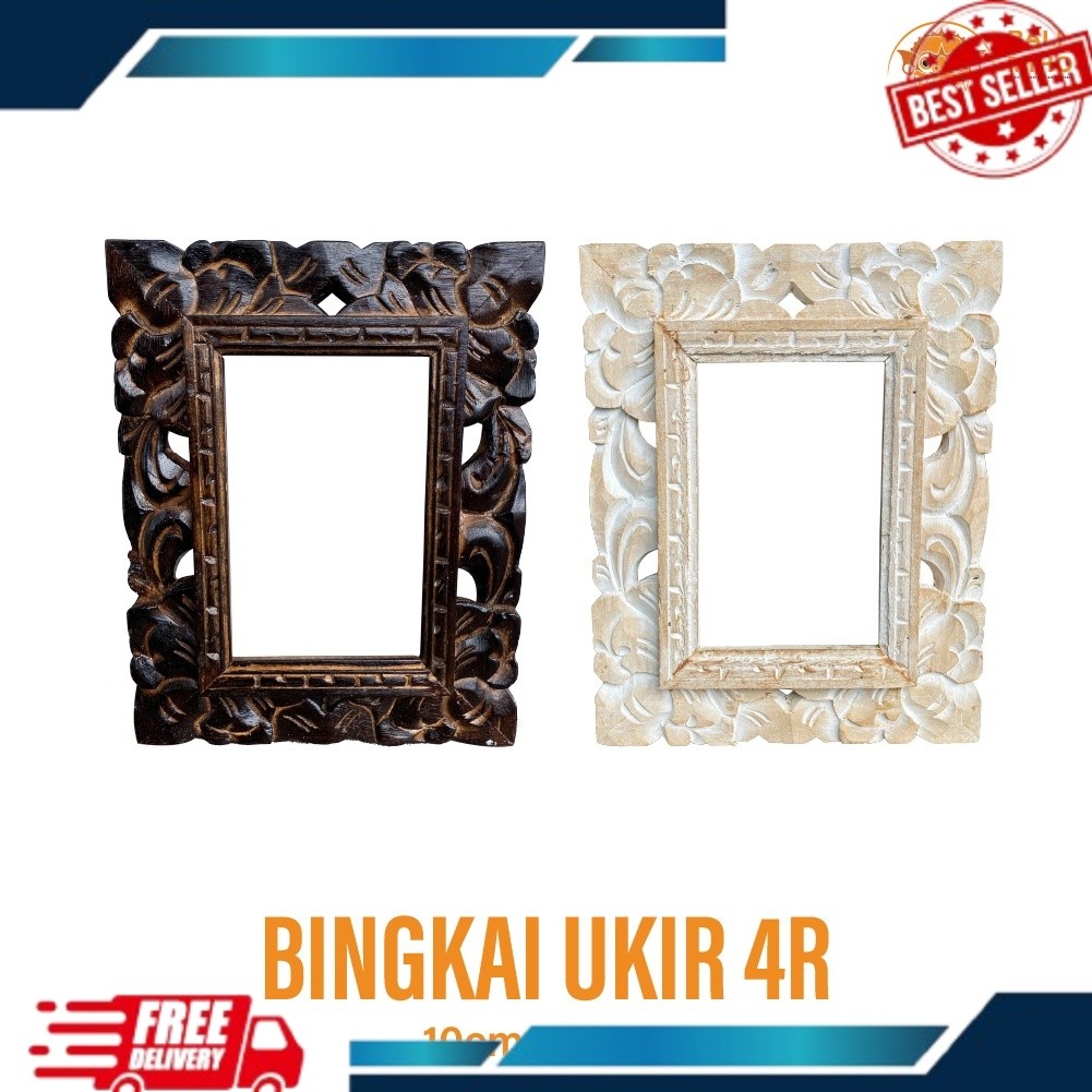 Bingkai Kayu Ukir Bingkai Kayu Ukir 4R  10 x 15 cm small - Bingkai Foto - Bingkai Lukisan - Bingkai 