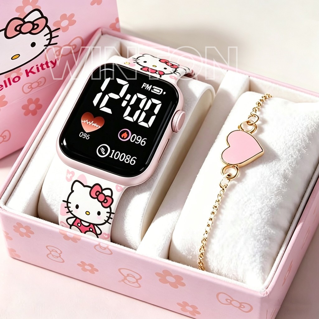 Jam Tangan Dan Gelang Anak-Anak Hello Kitty, Jam Tangan Digital, Dan Set Gelang Lucu Untuk Pakaian K