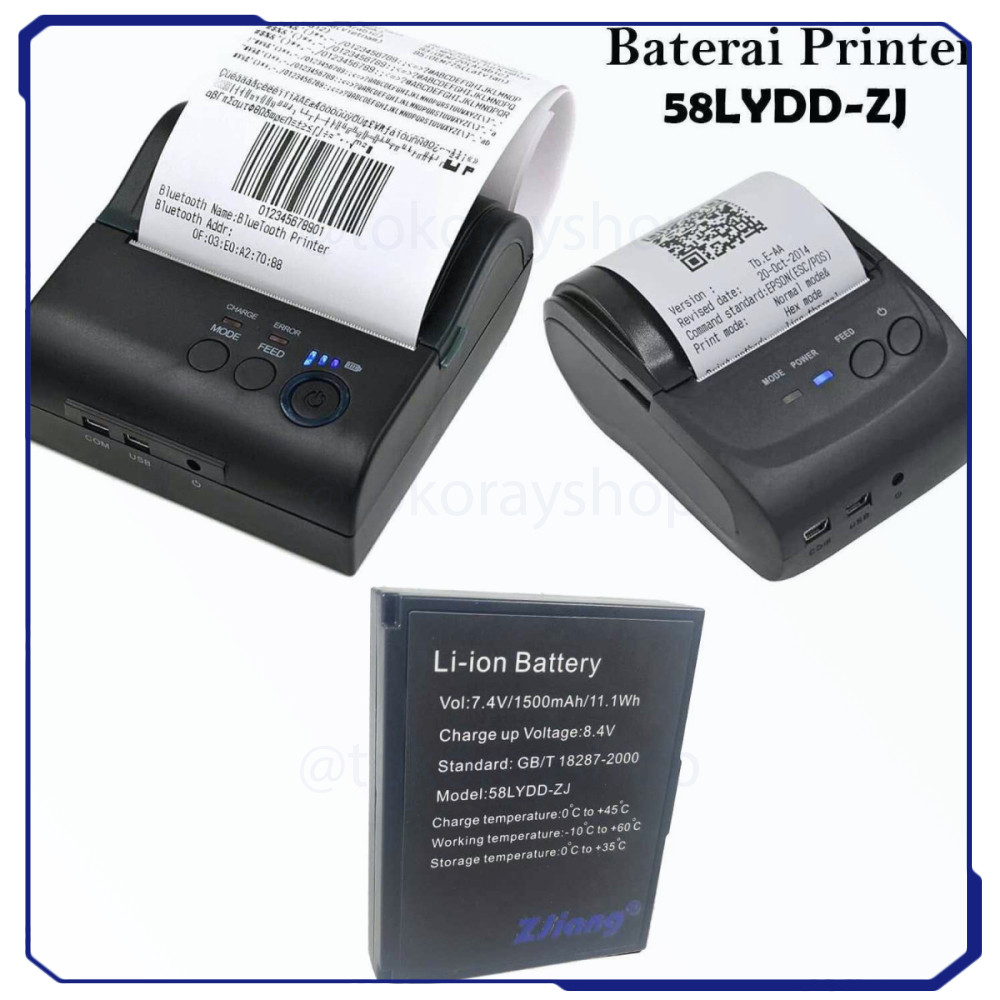 Baterai Printer Zjiang Mini Bluetooth Thermal 5805/5802/5807 58LYDD-ZJ