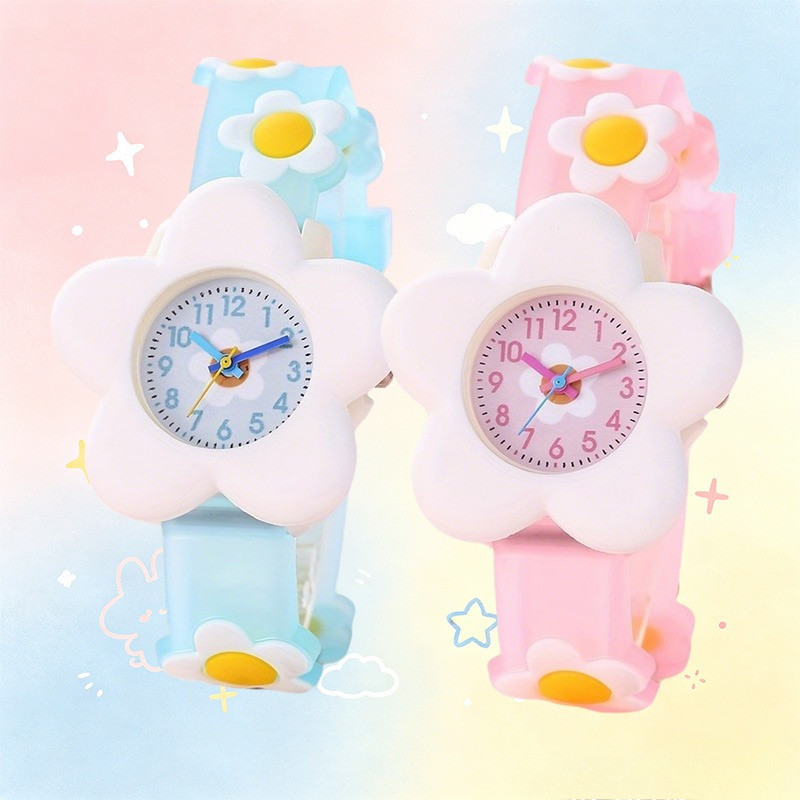 Jam Tangan Anak-anak Tali Silikon Jam Tangan Gadis Bunga Dial Jam Tangan Anak-anak Hadiah Anak-anak