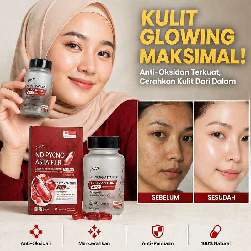 [30 Hari Kulit Putih Cerah!] | Astaxanthin Antioksidan Super Pemutih Alami Suplemen Kecantikan | Kap