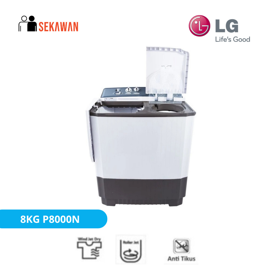 MESIN CUCI LG 2TABUNG 8KG P8000N MESIN CUCI 2 TABUNG LG 8 KG