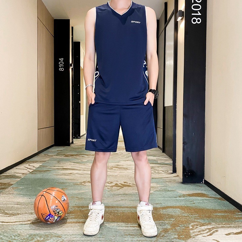[Dia raja] Setelan olahraga pria rompi pria celana pendek jersey basket cepat kering kemeja tak