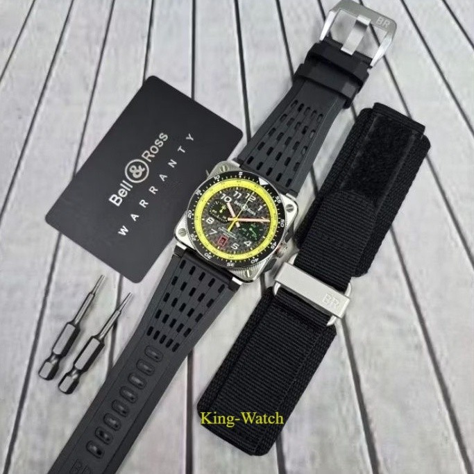 Jam Tangan Automatic Swiss Chronograph Bell & Ross BR 03-94 RS19 Limited Edition Rubber & Nilon stra