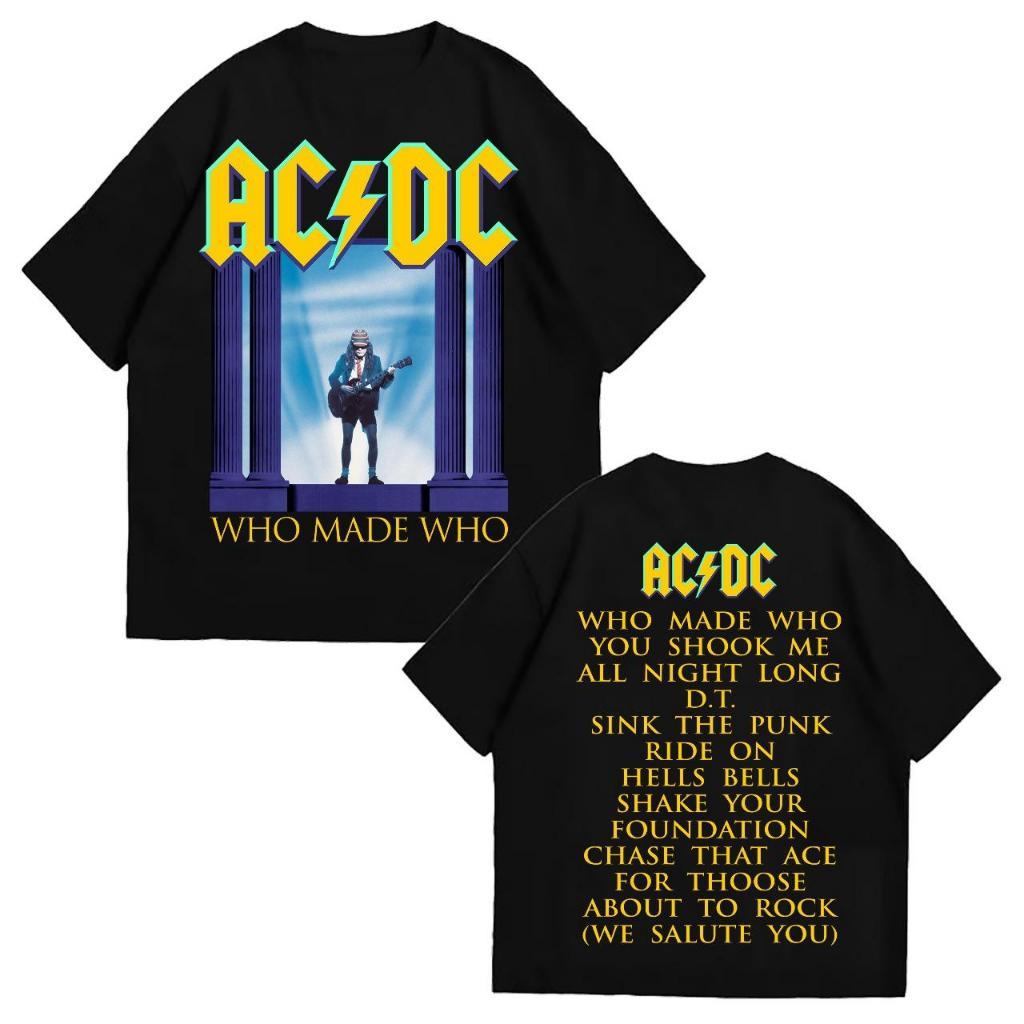Baju Kaos P&B Oversize ACDC Who Made Who - T Shirt Band Oversize Acdc Black 20s