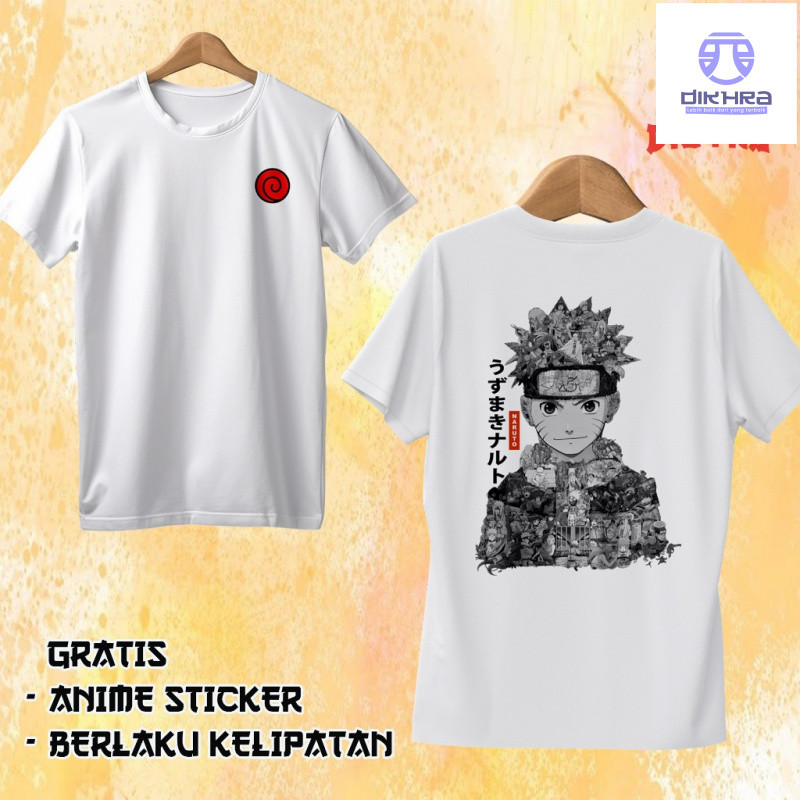 Kaos Anime 8D Uzumaki Naruto Kid Story hitam putih -  DIKHRA