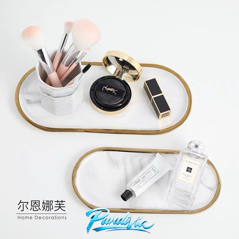 PUNDIVIA Marble tray oval Piring Oval Keramik