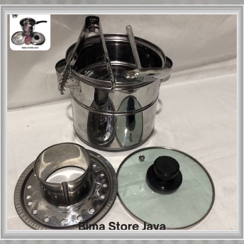 Termurah DANDANG BAKSO STAINLESS 18cm TUTUP KACA/STAINLES UKURAN MINI LENGKAP CENTONG CAPIT Terlaris