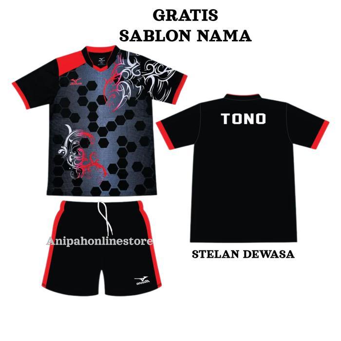 jersey voli/ baju voli pria/wanita - Hitam, M
