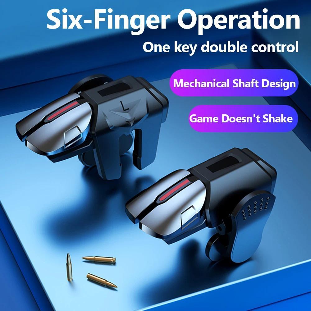 1 Pair G21 6 Finger Game Controller for PUBG Game Mobile Gamepad Trigger Joystick Shooter Fire Butto