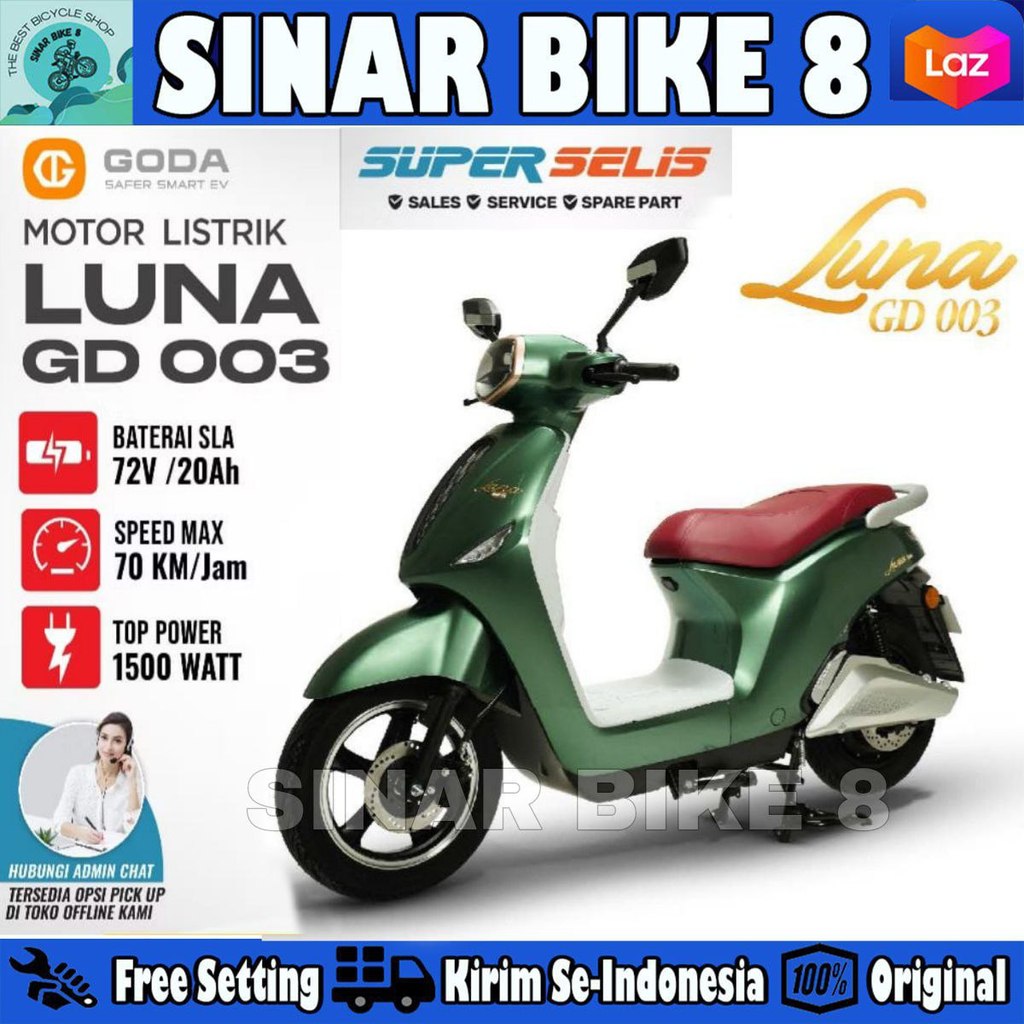 Sepeda Listrik GODA 003 LUNA 72V 20AH 72V/20AH Selis Garansi Resmi