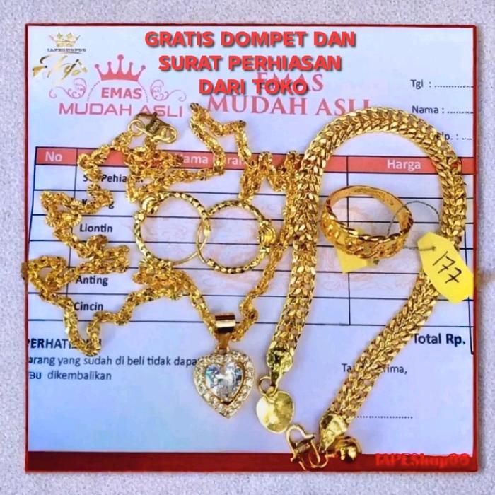 promooo.....set Lengkap perhiasan Emas Muda berat 7gram kadar 875 wanita berlapis emas muda asli mew