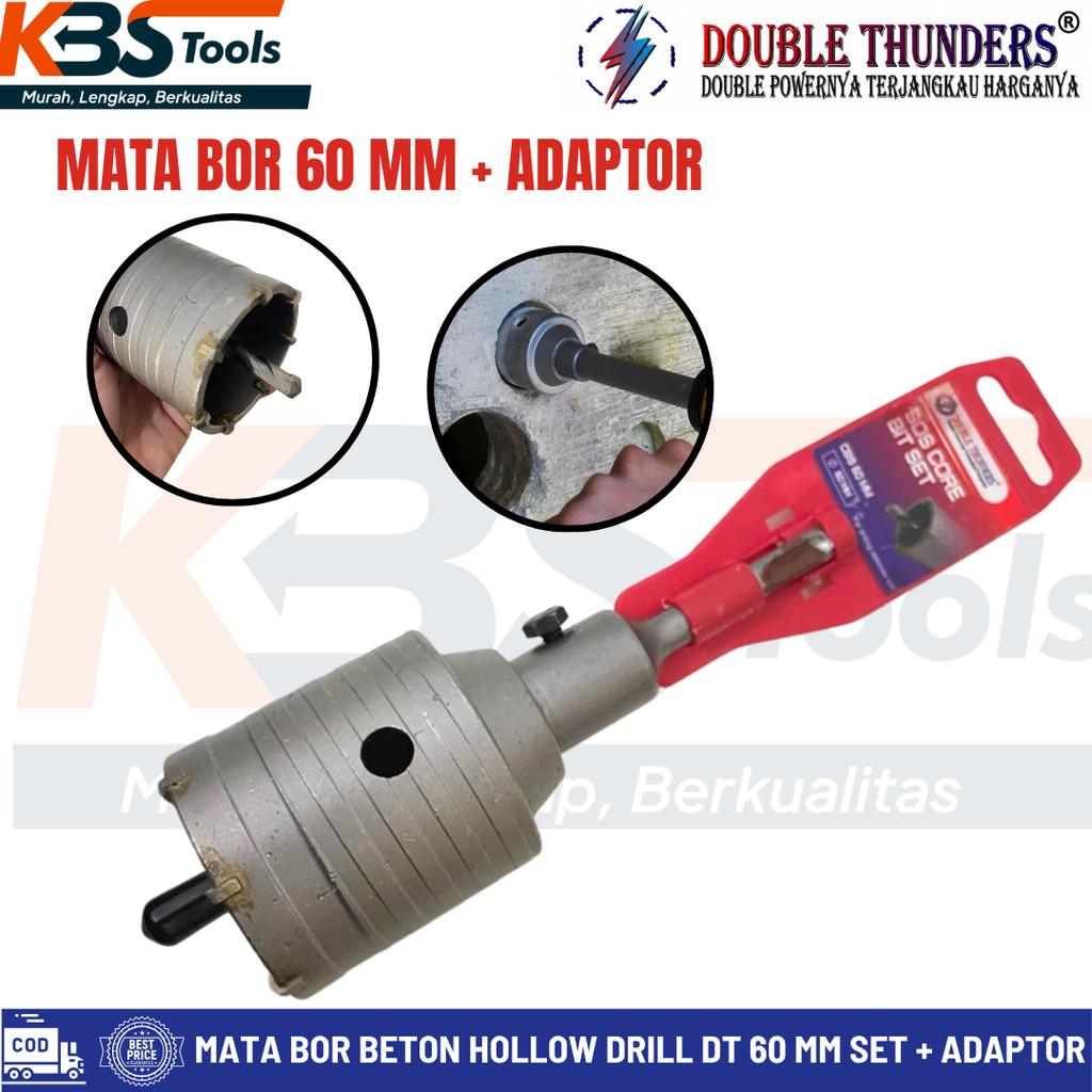 SDS Core Bit Set 60MM Mata Bor Beton Hole Saw SDS Plus Untuk Rotary Hammer Beton Bata Granit