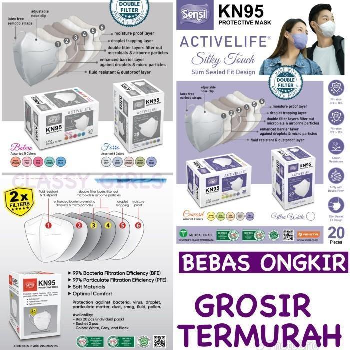 PROMO  Masker KN95 SENSI 5 PLY - DOUBLE FILTER - Hitam