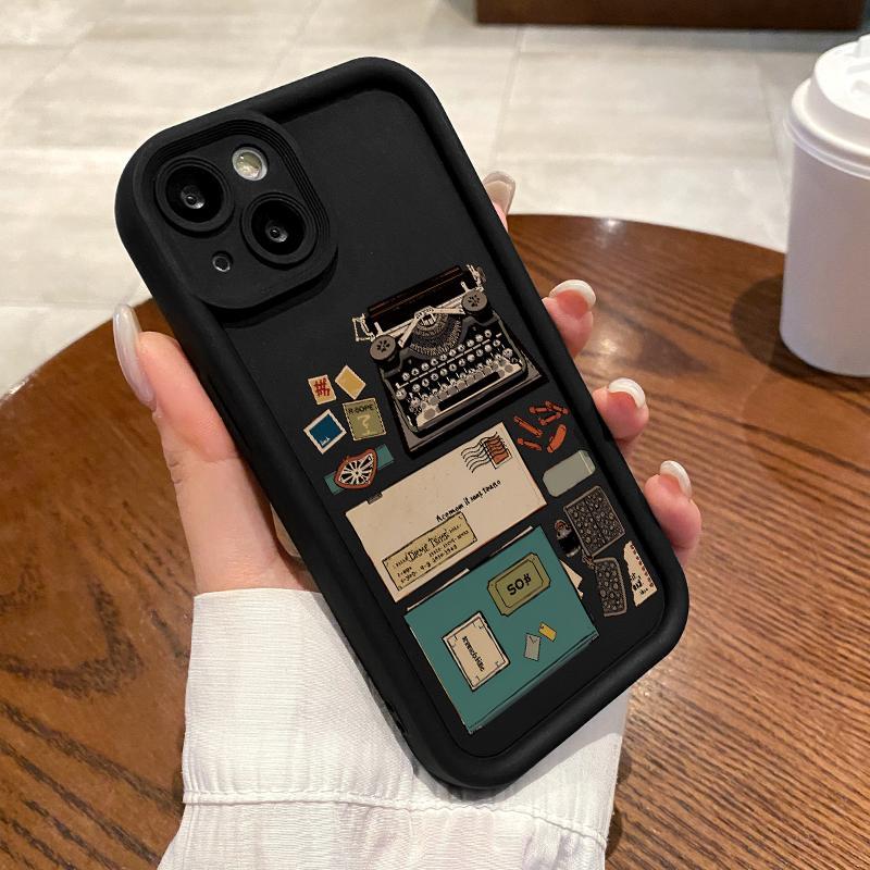 Case For Iphone 17 Pro 15 Max 12 Mini 13 14 16 Soft Camera Unik Mesin Ketik Telepon Kesing Hp