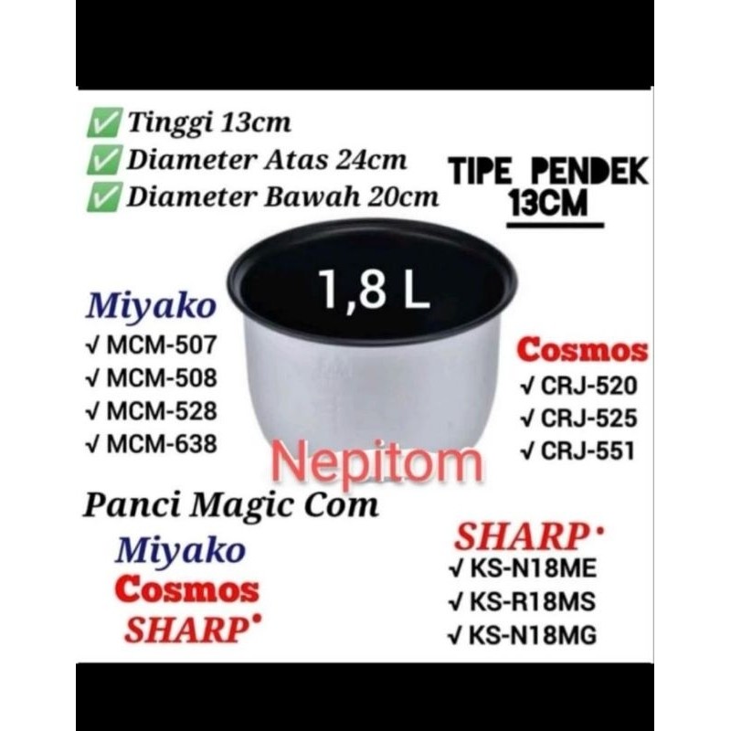 Panci 1,8 Liter Magic Com Miyako Original
