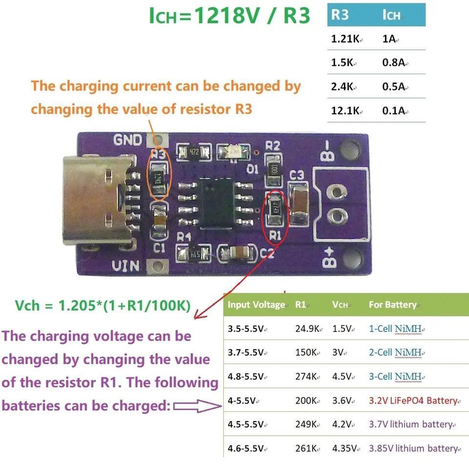 15V 3V 45V untuk Baterai Nikel-Metal Hidrida 12V 24V 36V 100MA/500MA/800MA TYPE-C Modul Pengisi Daya