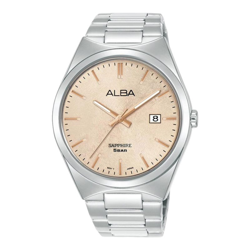 Jam Tangan Pria Alba Prestige AS9V79X1 Men Sapphire Ivory Dial Stainless Steel Strap