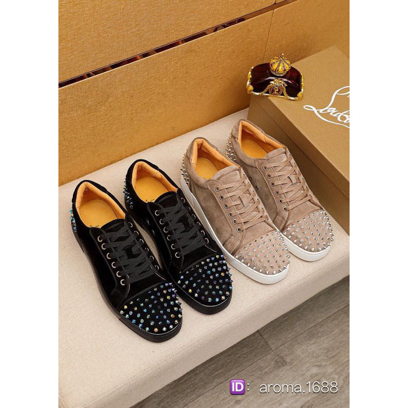 Sepatu Kasual Pria Christian Louboutin baru CL Sepatu Riveted