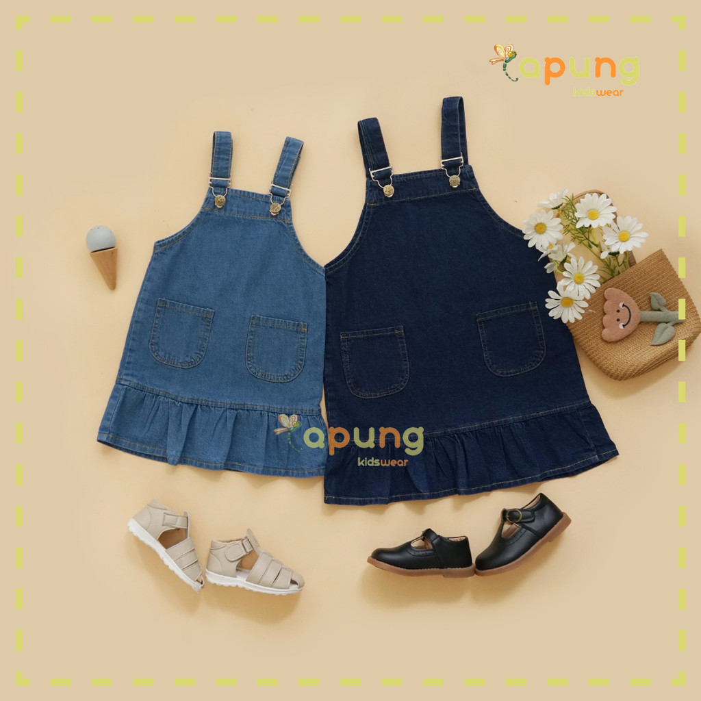 (Capung Kidswear) Overall Rok Jeans Anak Baju Kodok Anak Perempuan Megumi 6 bulan-5 tahun