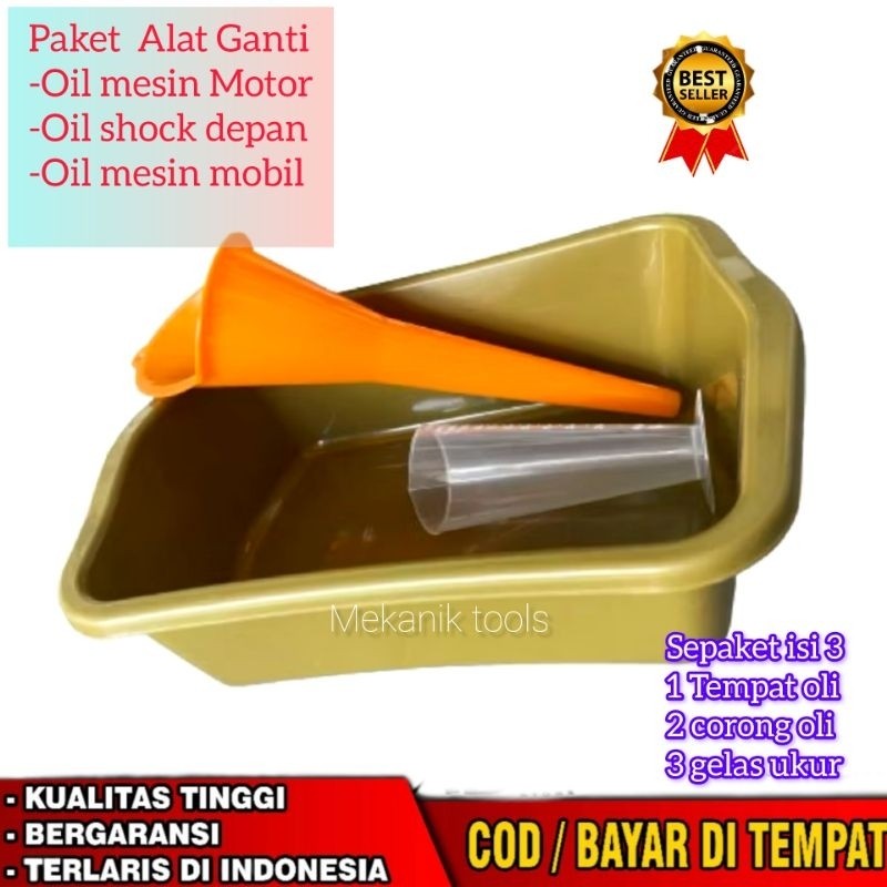 PAKET Alat Bantu Ganti Oli Mesin Oli Shockbreaker Motor mobil Corong oli gelas ukur Bak oli