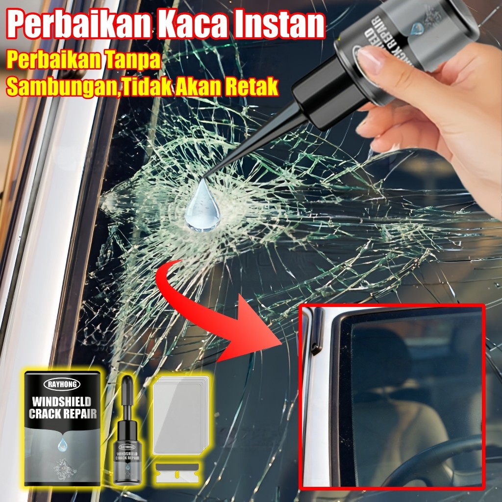 Readylem kaca depan mobil retak tanpa bekas original glass repair kit lem perekat kaca retak hp reta