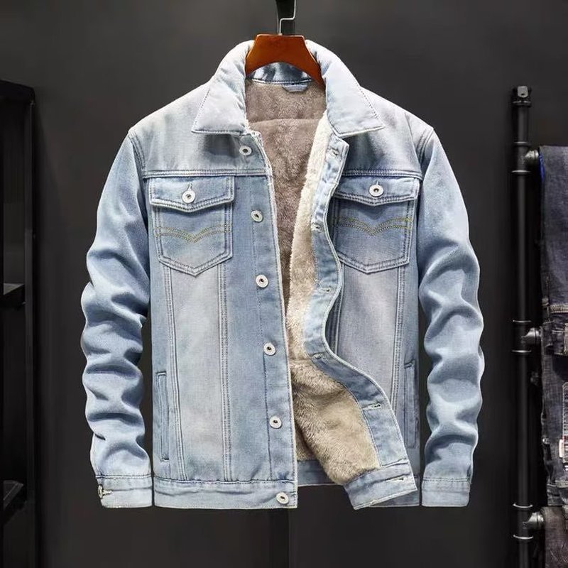 [Beruang kutub] Mode koboi jaket pria dengan seratus pasang jaket tebal untuk kehangatan jaket