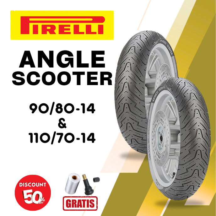 SEPASANG Ban Motor PIRELLI ANGEL SCOOTER 90/80 & 110/70 RING 14 Tubeless