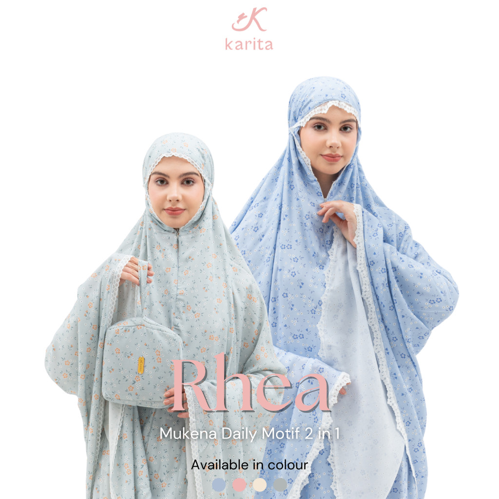 Karita - Mukena Rhea 2in1 Rayon Premium Jumbo Dewasa Terbaru Renda Mewah Motif Bunga Best Seller