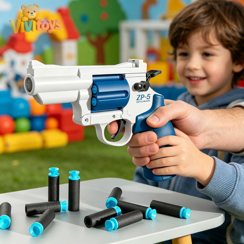 Good Star  ZP-5 Mainan Revolver Soft Bullet Set Lengkap Dengan Peluru EVA 12pcs Mainan Hadiah Ultah