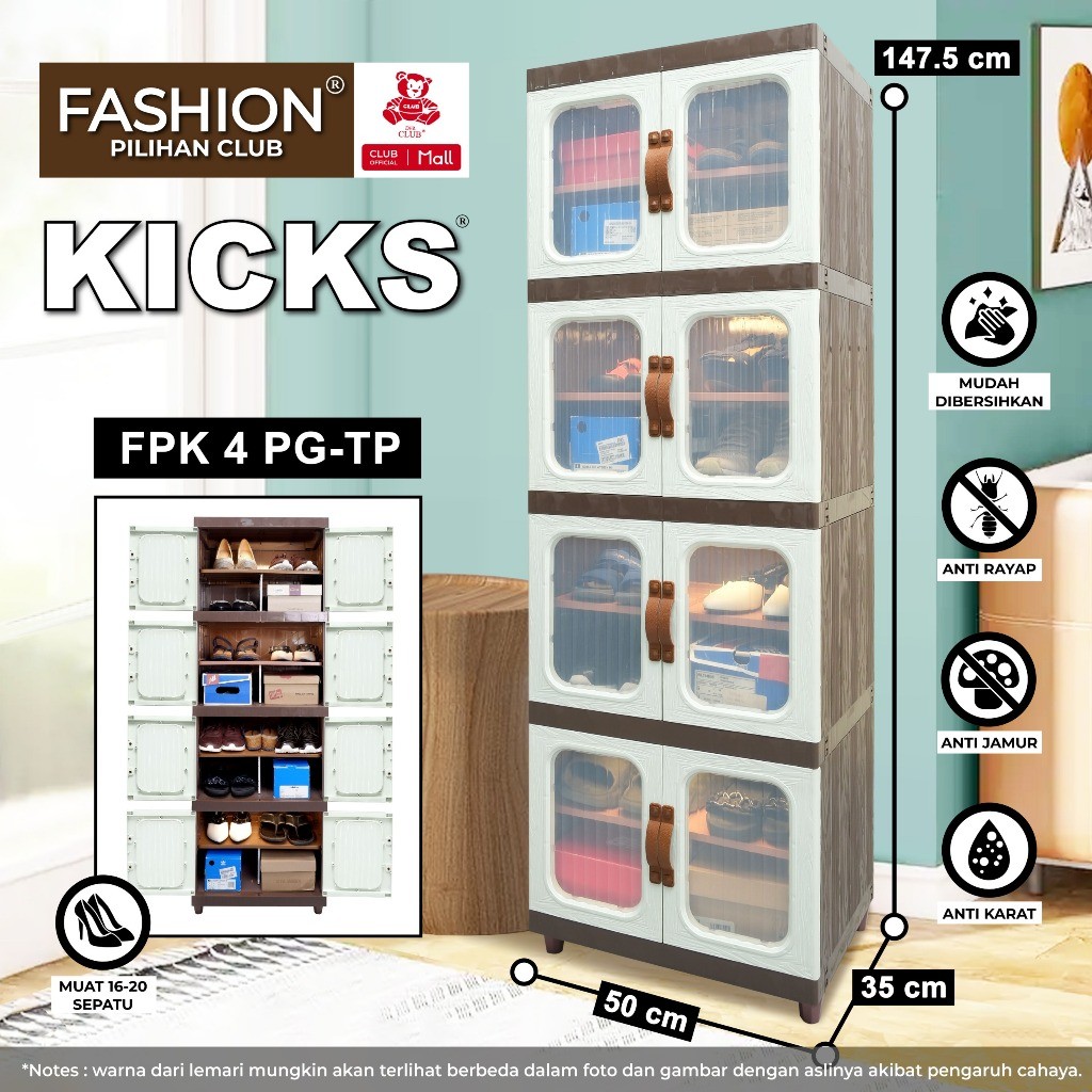 CLUB Fashion Rak Sepatu FPSR Kicks - Rak Sepatu Plastik - Kabinet Serbaguna Lemari Sendal Kuat Awet