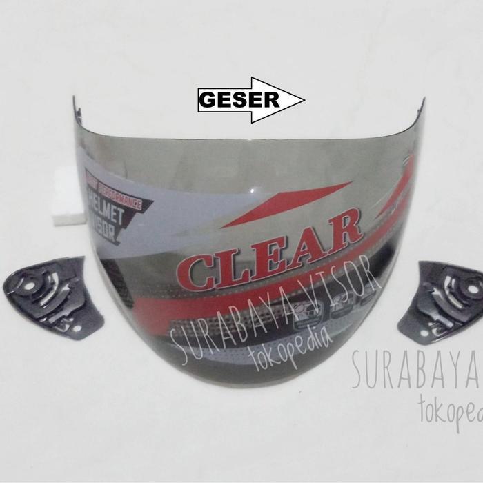 Kaca helm ink centro + kyt djmaru merk clear warna smoke (hitam)
