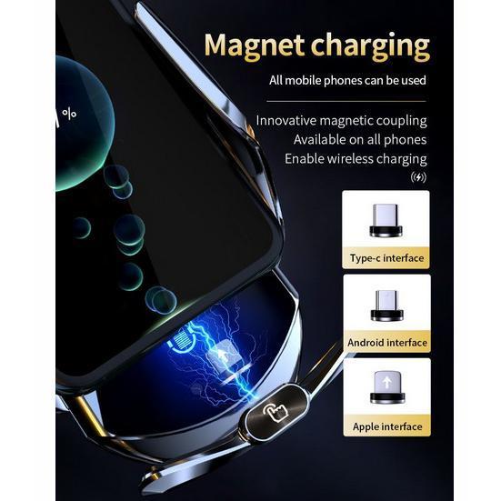 Tempat hp bisa cas tanpa kabel nirkabel di mobil CAR HOLDER WIRELESS CHARGER robot cas hp 15W mobil 