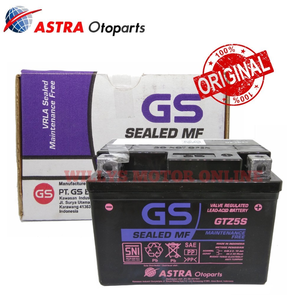 ACCU GTZ5S GS ASTRA ORIGINAL AKI MOTOR BEAT FI VARIO KARBU SCOOPY KARBU