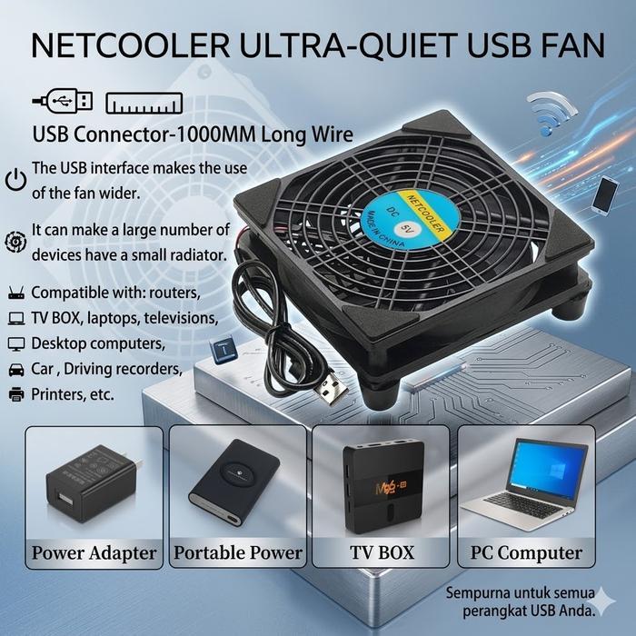 Kipas Pendingin 12x12cm DC 5V untuk Wifi Router STB TV BOX Fan Cooler