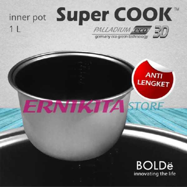 Panci Teflon Aluminium INNER POT RICE COOKER BOLDe SUPER COOK PALLADIUM 1L ECO 3D Anti Lengket