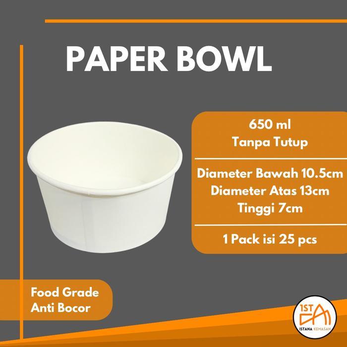 Paper Bowl 650ml / Mangkok Kertas - Tanpa Tutup 650